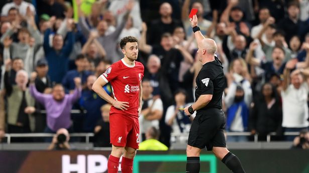 Diogo Jota blasted for 'stupid' red-card as nine-man Liverpool fall to  Tottenham defeat - Mirror Online